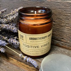Aromaterapeutická sójová sviečka - Pozitívne vibrácie (šalvia a mäta)