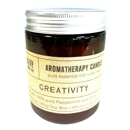 Aromaterapeutická sójová sviečka - Kreativita (mäta a klinček)