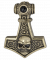 Bronzový prívesok - Thorovo kladivo s lebkou