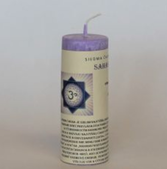 Čakrová sviečka - 7. čakra (SAHASRÁRA) - Rozmer: 47x110 mm